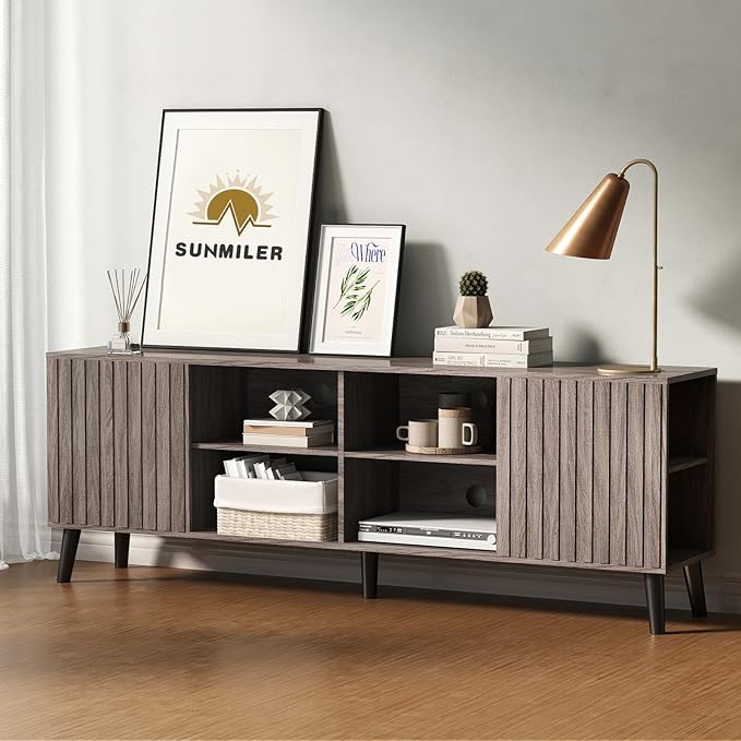 TV-Stand for 80 75 70 65" TVs - 70-inch Grey Entertainment Center