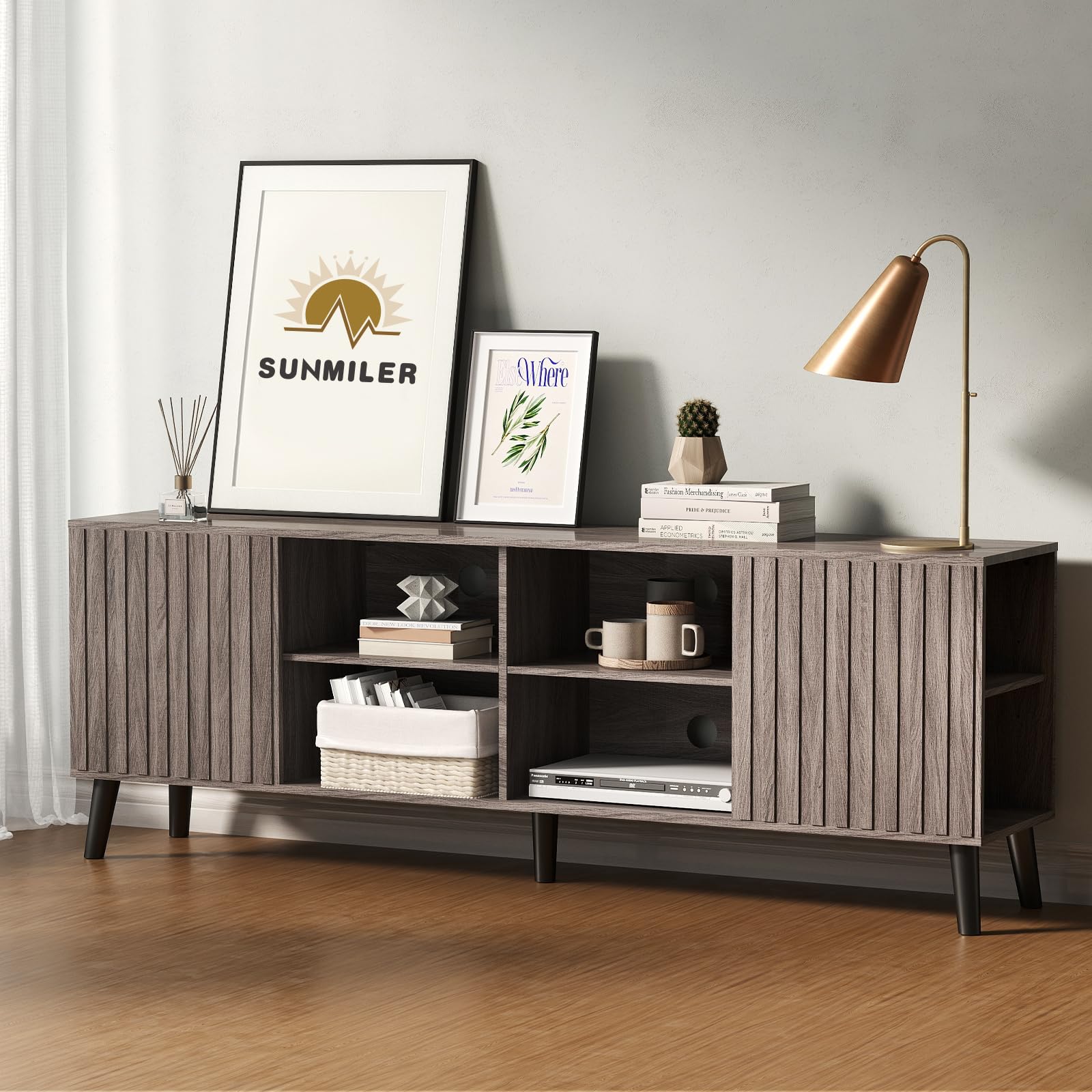 TV-Stand for 80 75 70 65" TVs - 70-inch Grey Entertainment Center