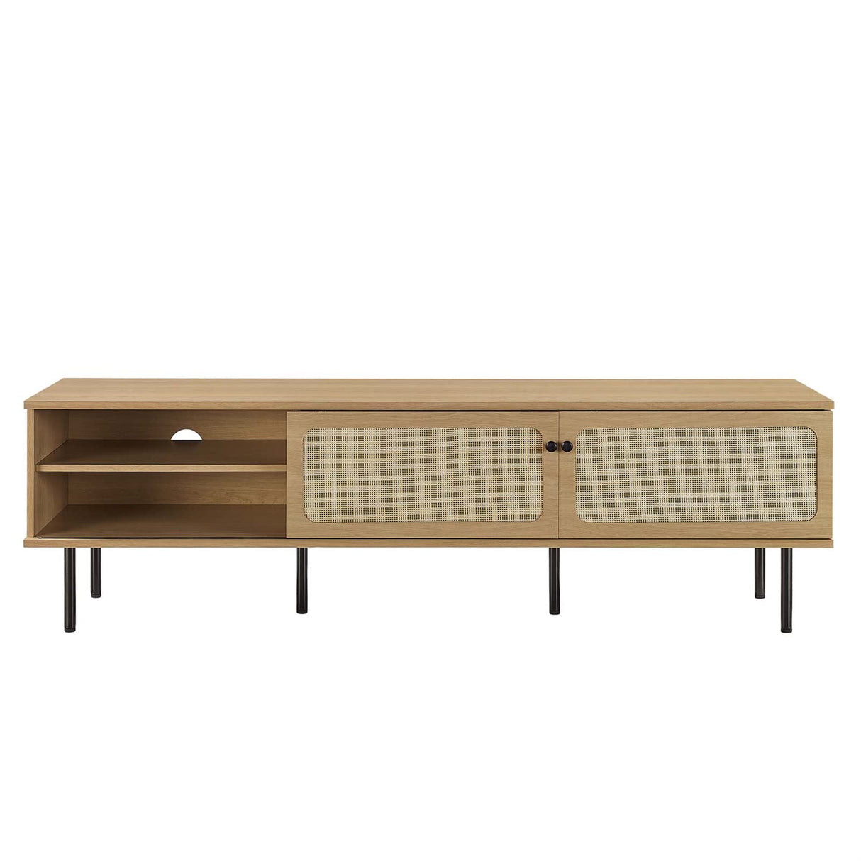Cambria Rattan and Particleboard TV Stand for TVs up to 70" in Oak