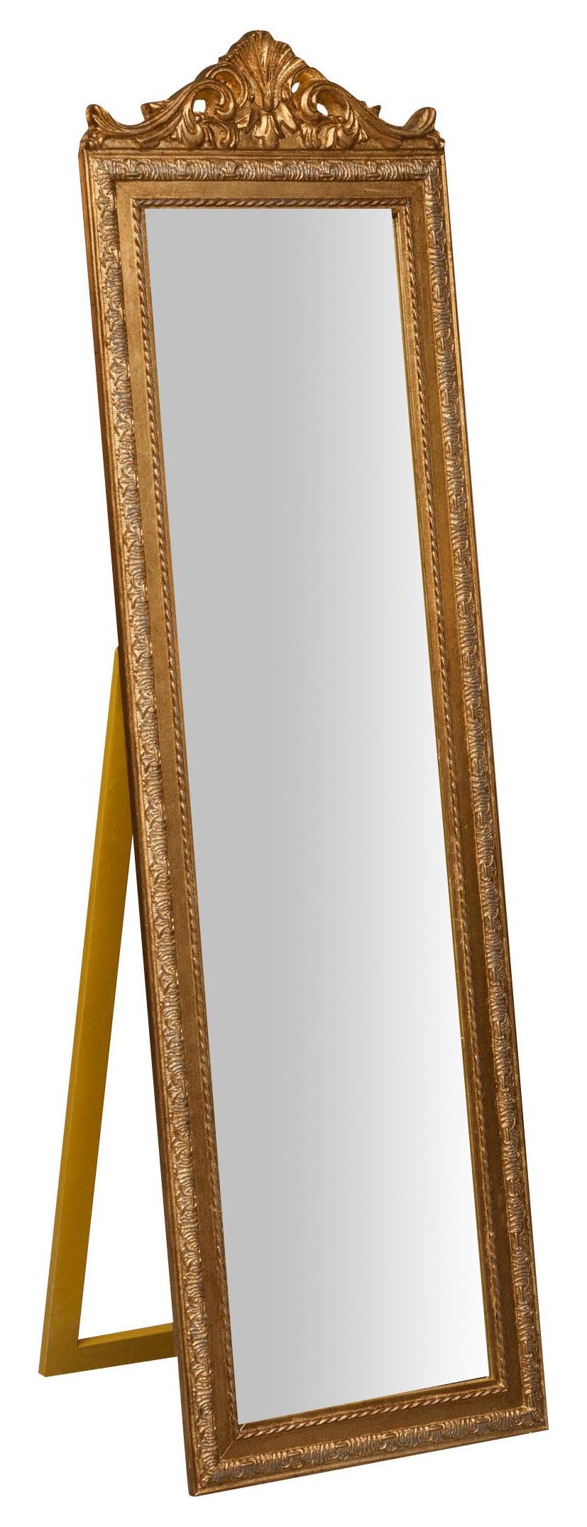 Sized Antiqued Gold Finish Floor Mirror