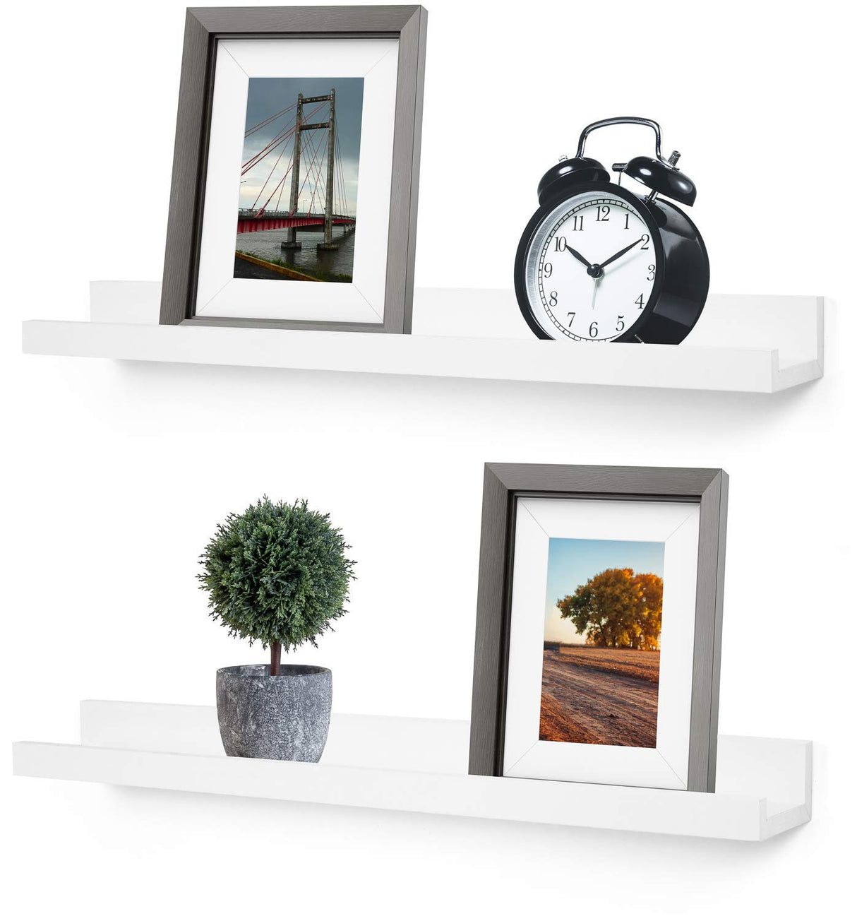 Picture Shelf, Set of 2 Wall Mounted Photo Ledge Floating Shelves for Bedroom