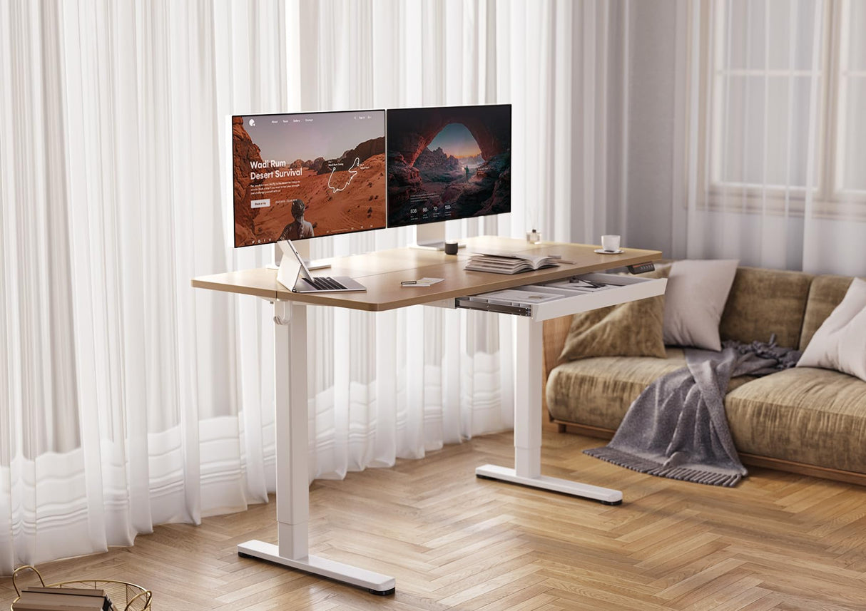 Standing Desk with Drawers, 55 x 24 Inch Adjustable Height Stand Up Desk