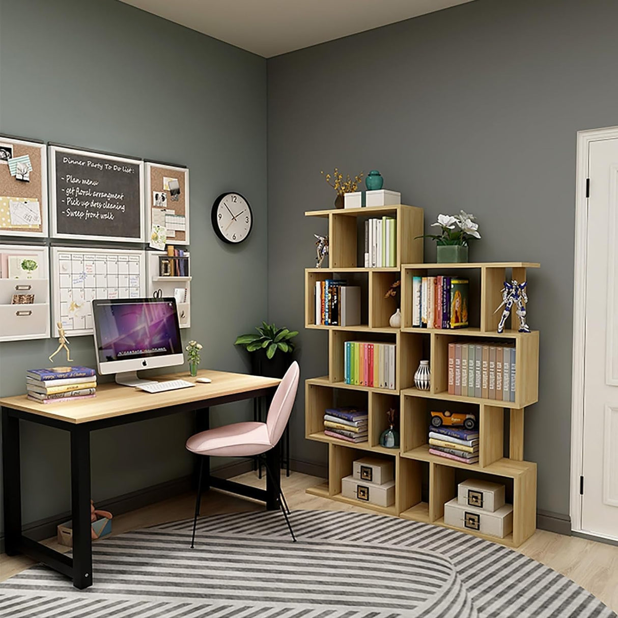 Bookcase Creative Bookshelf Multi-Layer Floor-to-Ceiling Bookcase Home Study Book Storage