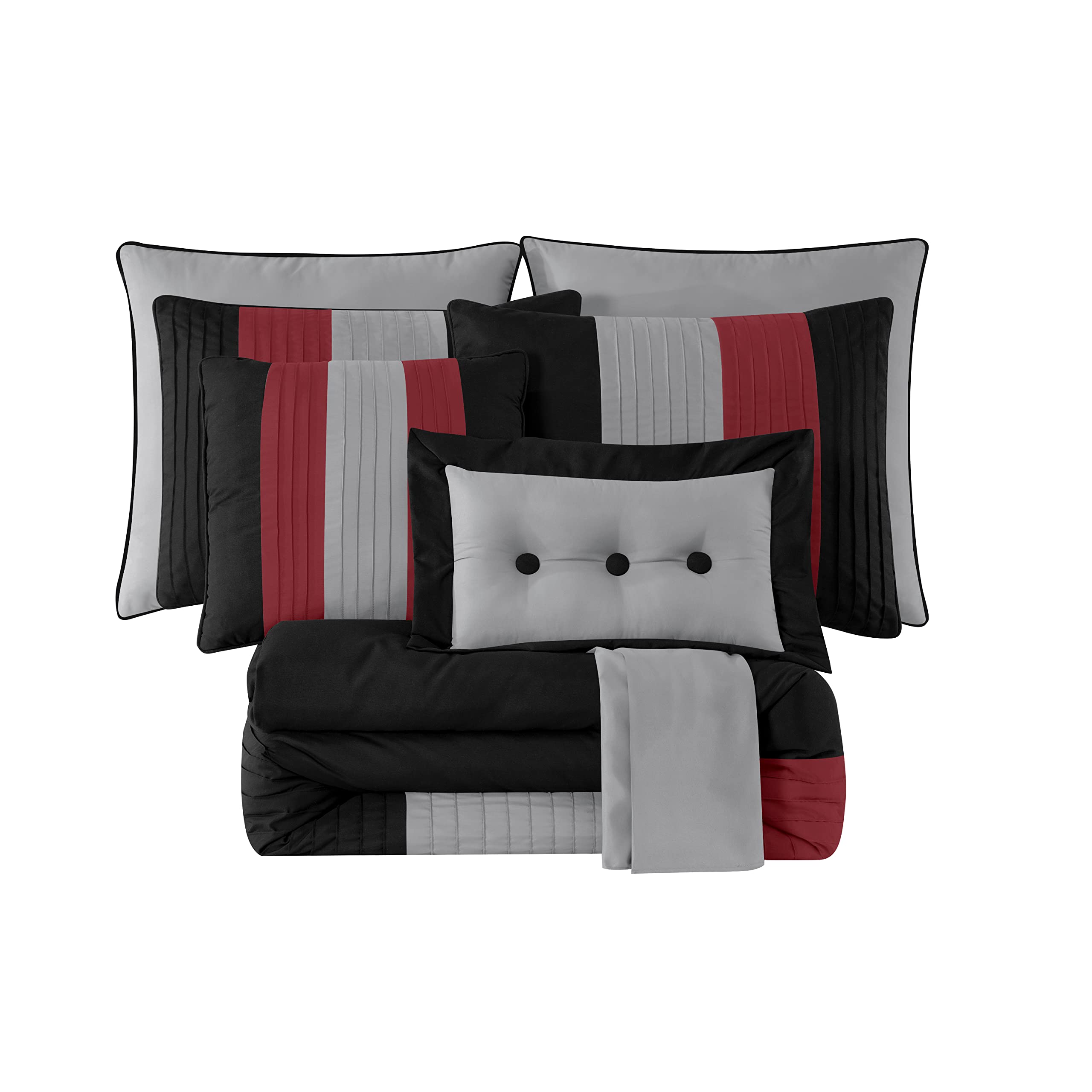 Loft 8-Piece Luxury Striped Comforter Set (Queen