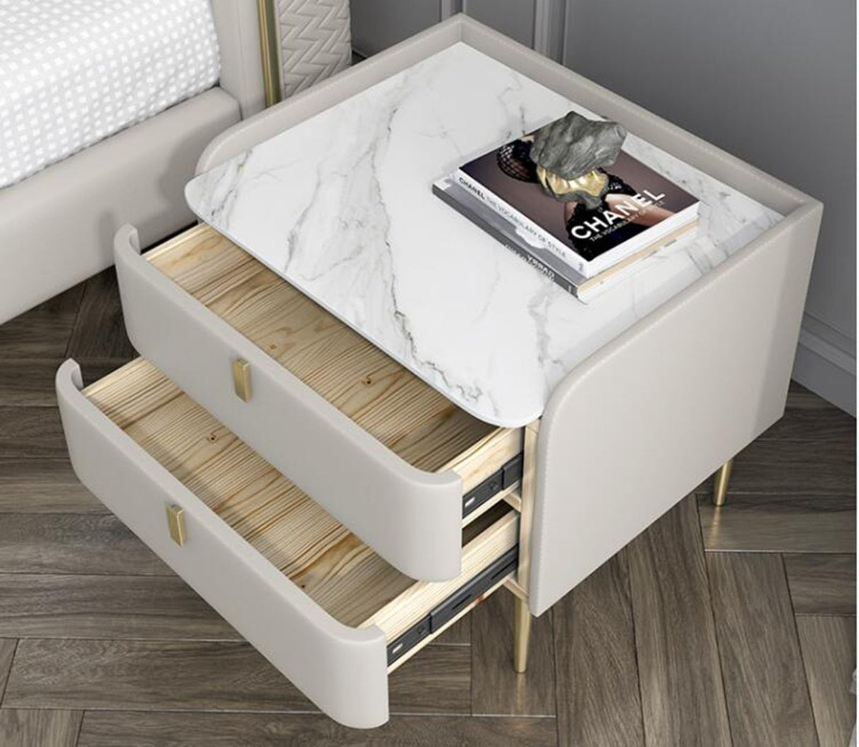 Bedroom Italian Minimalist Rock Board Bedside Cabinet