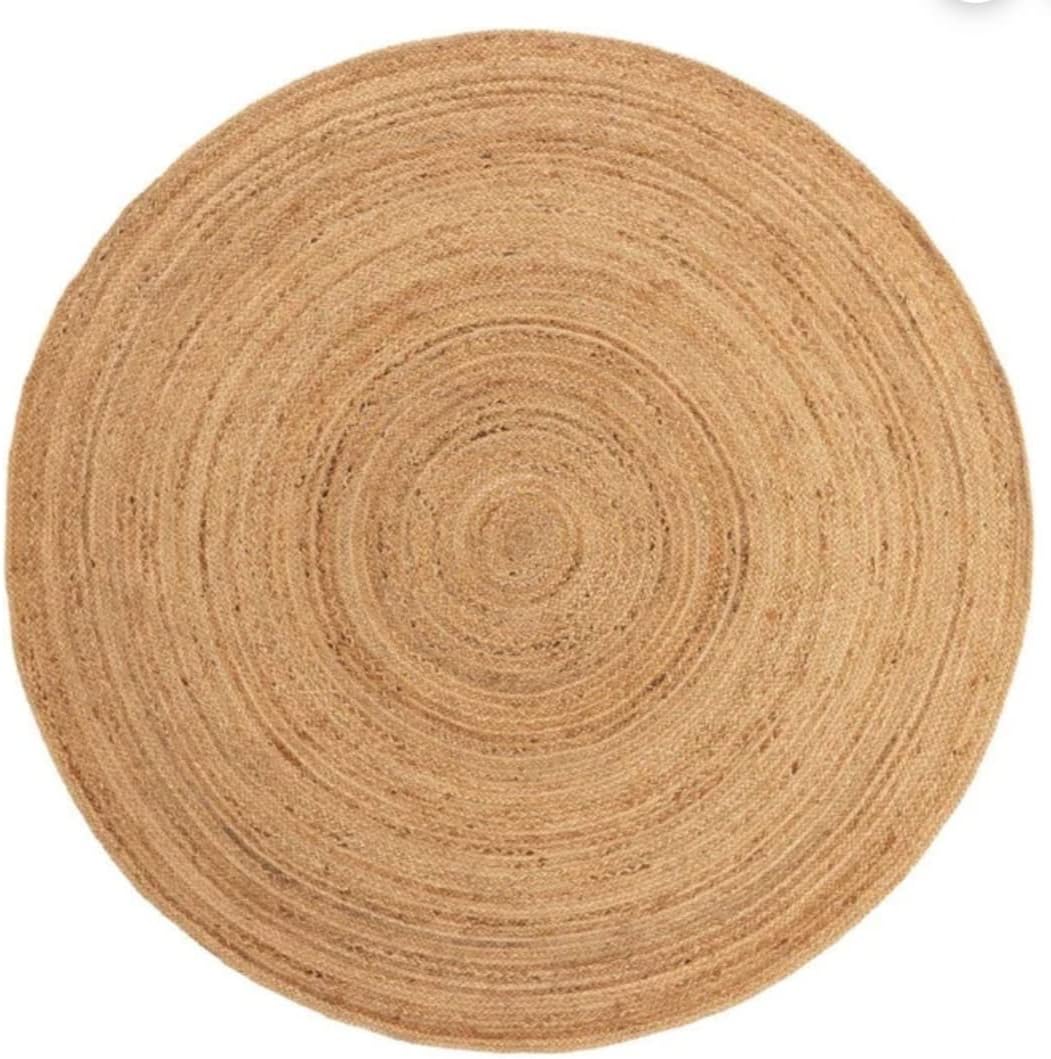 Jute Area Rug, Handmade Reversible Floor Carpet for Living Room, Bedroom