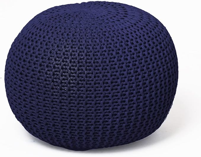 Round Knit Pouf, Wine