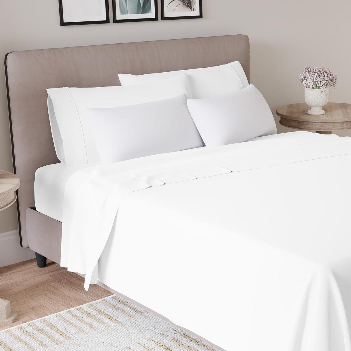 Ultra-Soft & Silky 600 Thread Count Sateen Bed Sheet, 4-Piece Queen Sheets Set