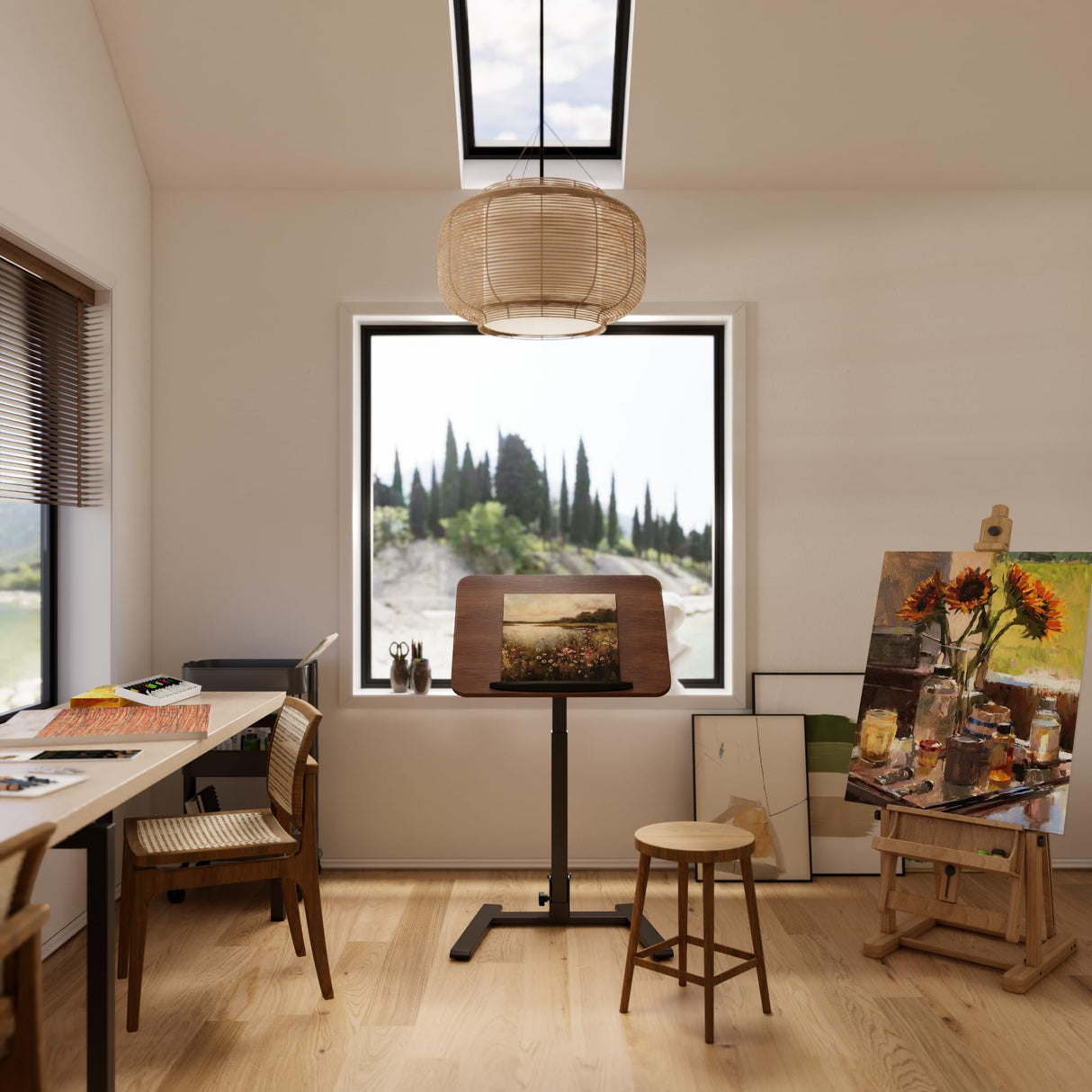 Mobile Folding Desk 25 Inch - No Assembly Sit-Stand Desk,Height Adjustable Rolling