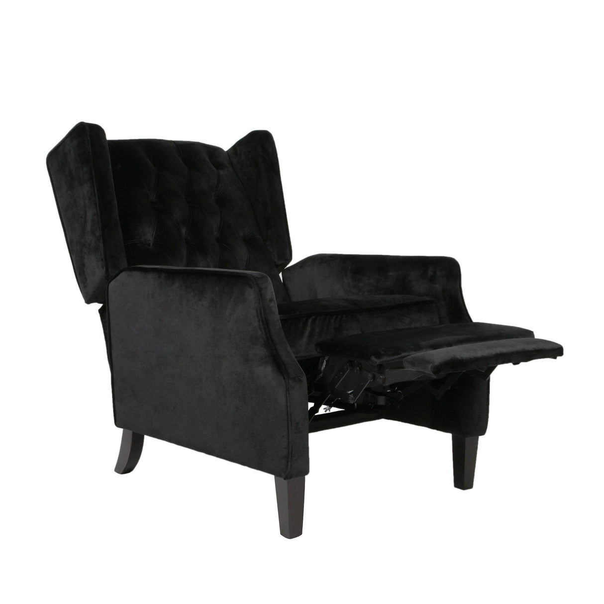 Knight Home Diana Wingback Recliner, Black + Dark Brown