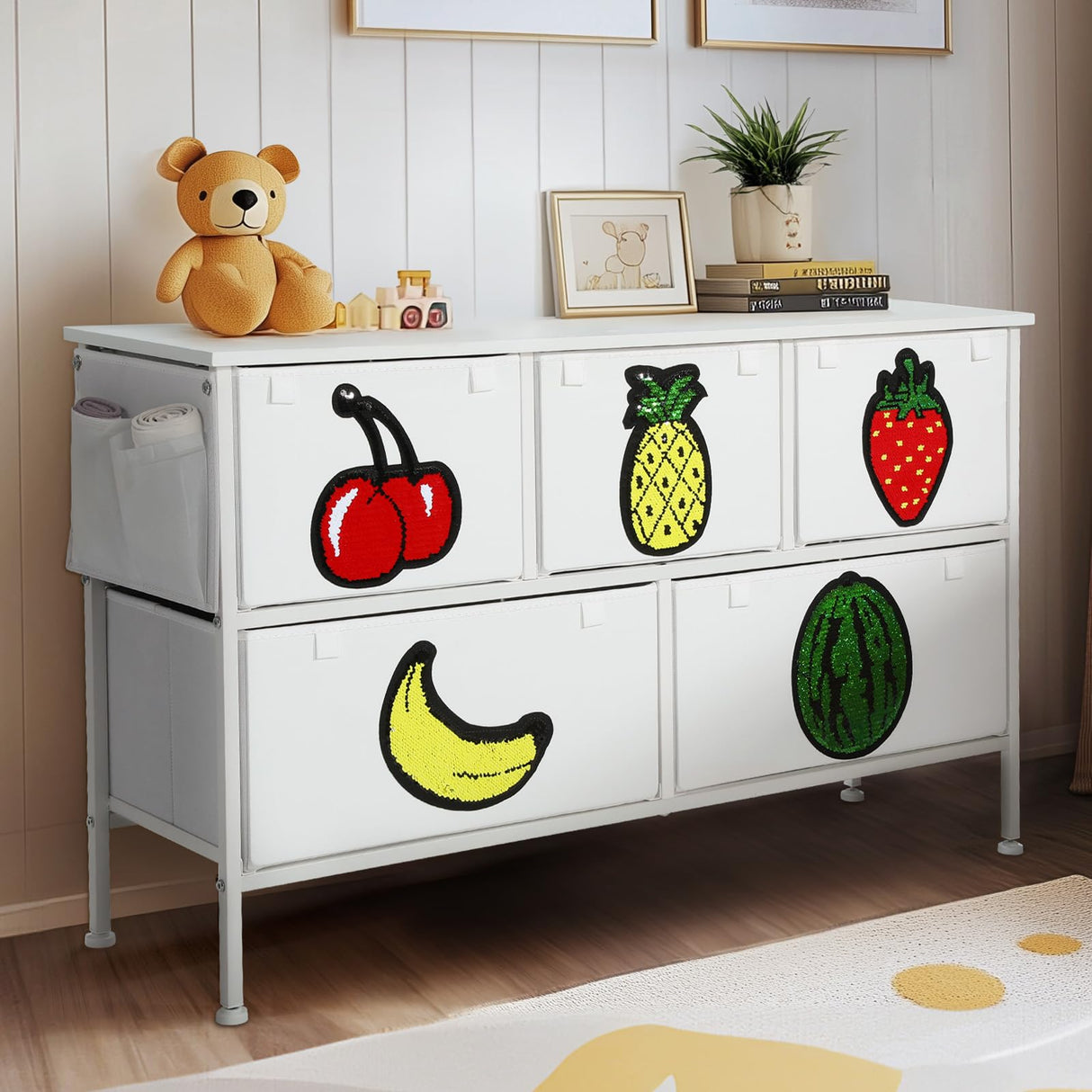 Dresser for Bedroom, Small White Dresser with 5 Drawers, Baby Kids Dresser