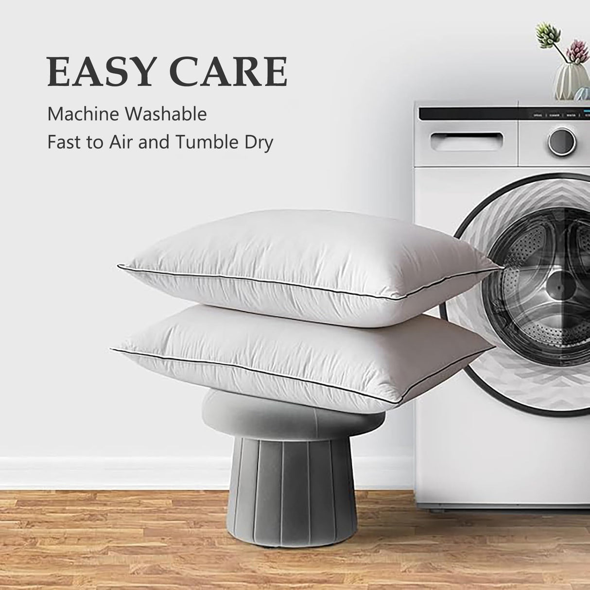 DWR Cloud-Like Luxury Feathers Down Pillows Set of 2, Soft & Fluffy Support with 100% Organic Cotton Cover, Ideal for Back & Stomach Sleepers – Not for Firm Pillow Lovers (20"x26")