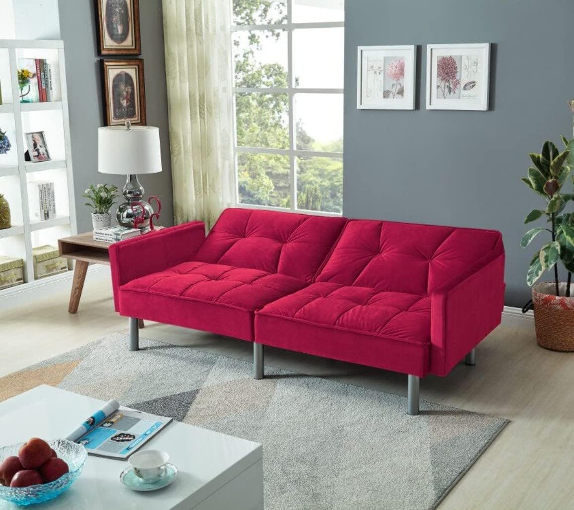 Velvet Loveseat Futon Convertible Sofa Bed for Living Room and Couch