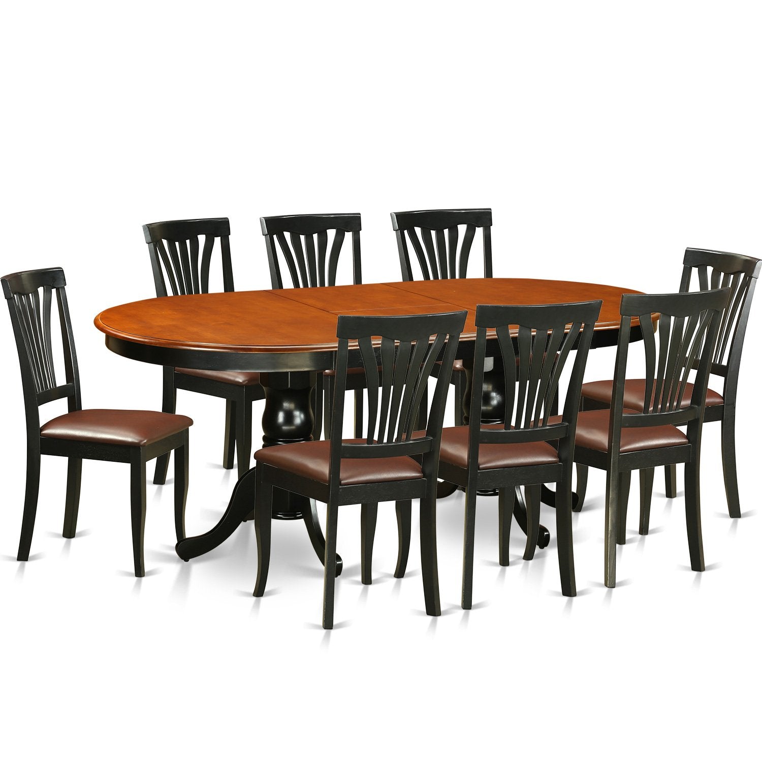 PLAV9-BCH-LC 9 Piece Room Set Includes an Oval Kitchen Table with Butterfly Leaf