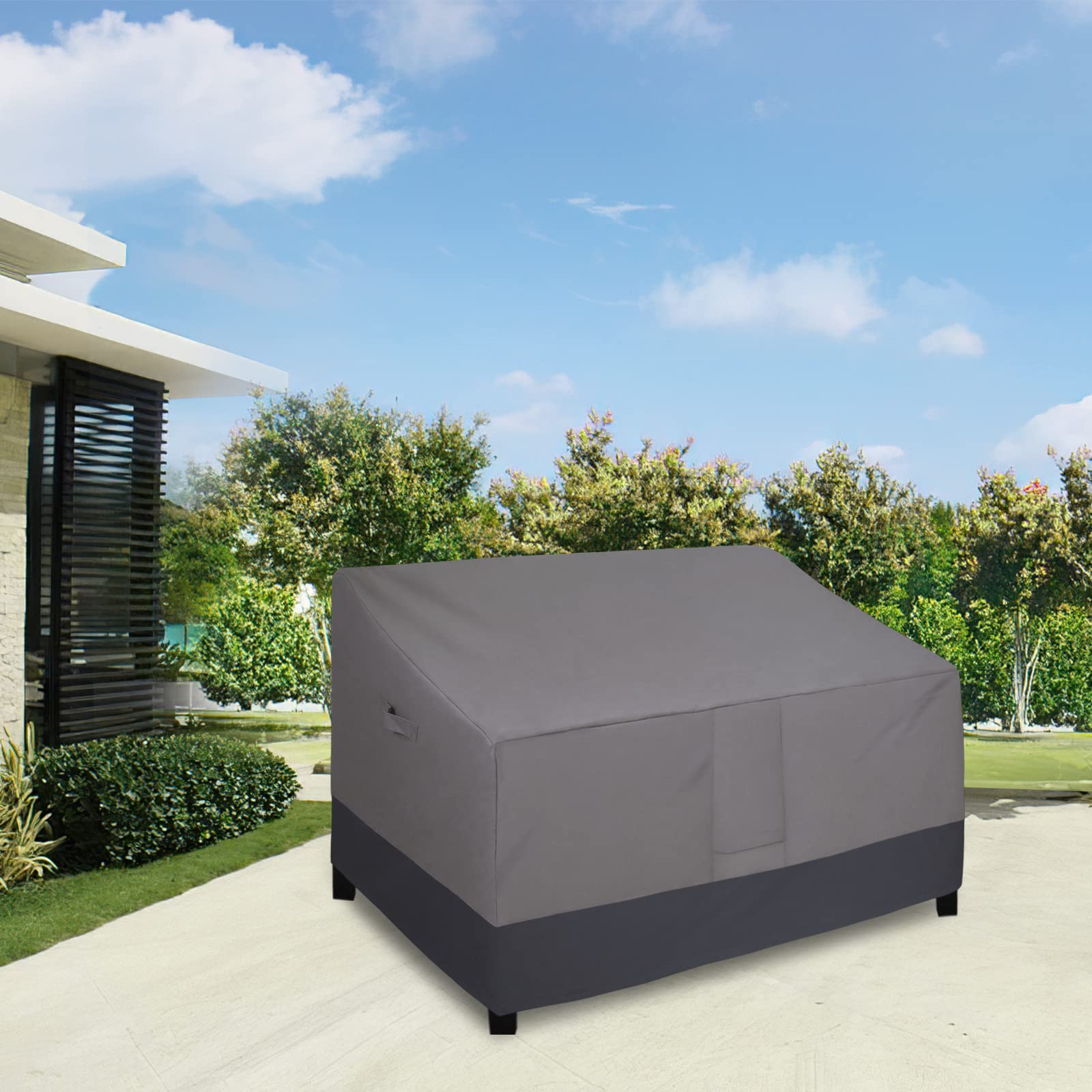 Waterproof Outdoor Sofa Cover, Heavy Duty 2 Seater Outdoor Loveseat Cover,