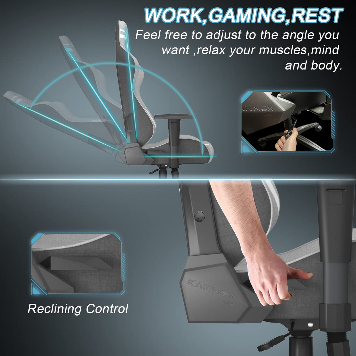 Ergonomic Gaming Chair with Lumbar Support - Adjustable Reclining Office Chair