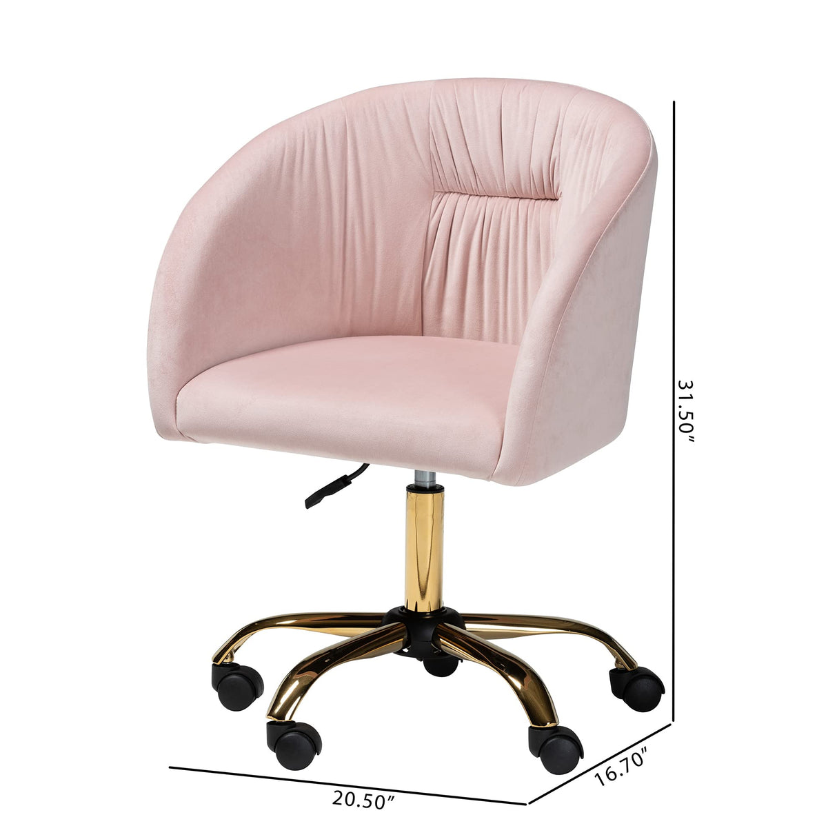 Office Chair, One Size, Blush Pink/Gold