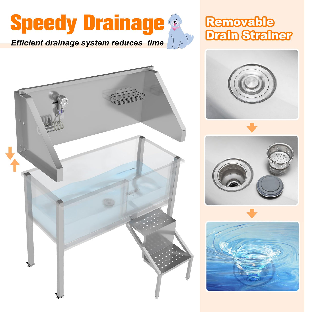 56" Professional Dog Washing Station with Stairs