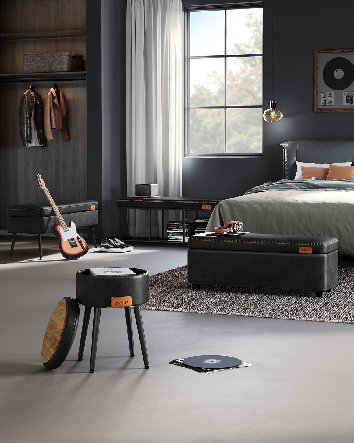 EKHO Collection - Bench for Entryway Bedroom, Synthetic Leather ULOM073B01