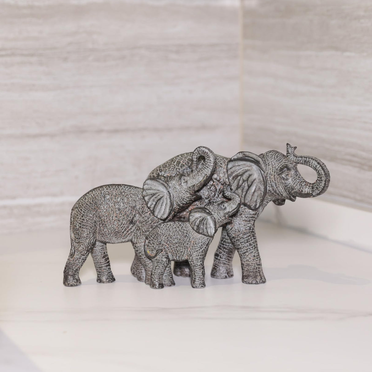 Adorn Your Space with Charm: Resin Elephant Family Decor Sculpture, Perfect Addition