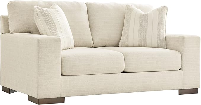 Caretti Contemporary Loveseat with Accent Pillows, Beige