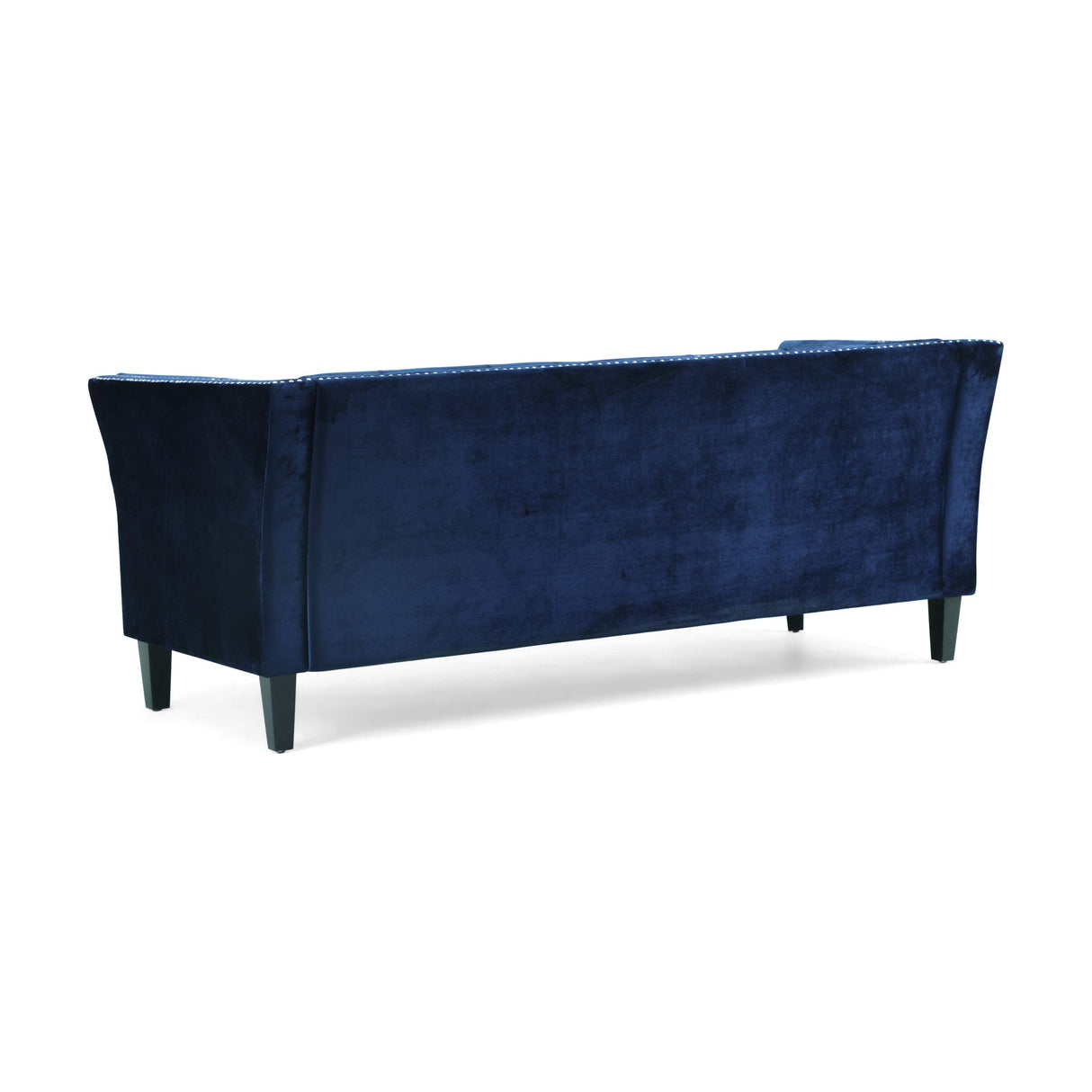 Sunny Velvet 3 Seater Sofa, Midnight Blue, Dark Brown