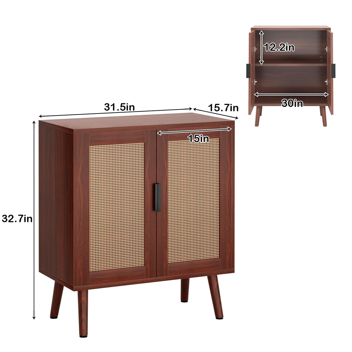 Sideboard Buffet Cabinet, Kitchen Storage Cabinet with Rattan Doors, Liquor Cabinet Bar