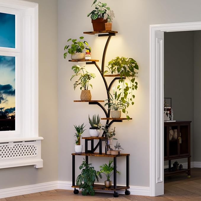 EverGlow 7-Tier Tree Shaped Plant Shelf | LED Grow Light Stand
