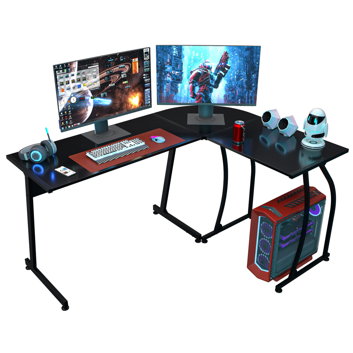L-Shaped Corner Desk Computer Gaming Desk - 58 Inch Modern Home PC Table Office