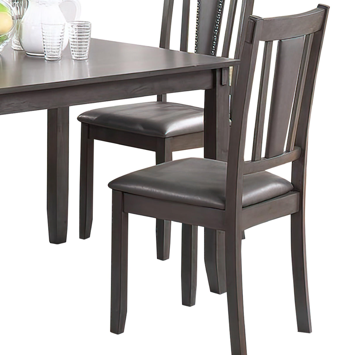 Dining Set with Table, 4 Chairs, Cushioned, Brown, Gray