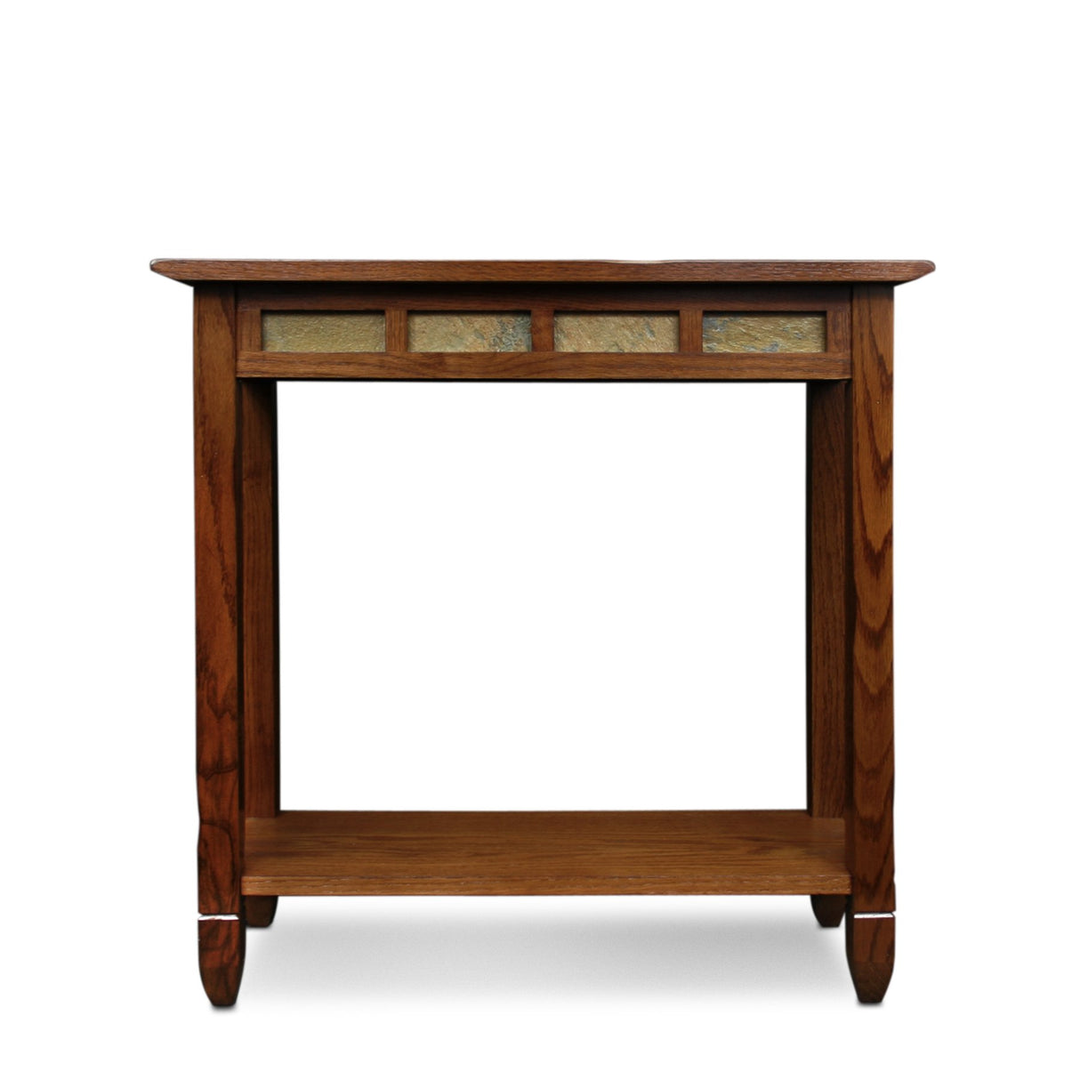 Home 10059 Rustic Slate Tile Hall Console Sofa Table with Shelf, Rustic Oak