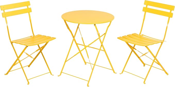 Folding 3-Piece Bistro Set - Premium Outdoor Patio Furniture for Balcony & Garden