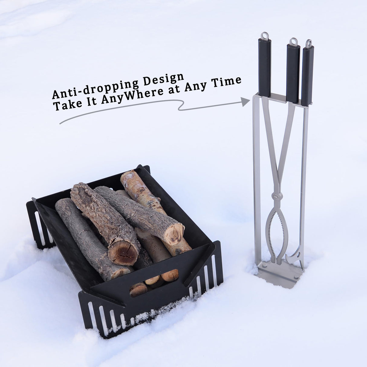 Fireplace Tools Set with 28" Fire Poker and Fire Tongs, Stainless Steel Firewood Tongs