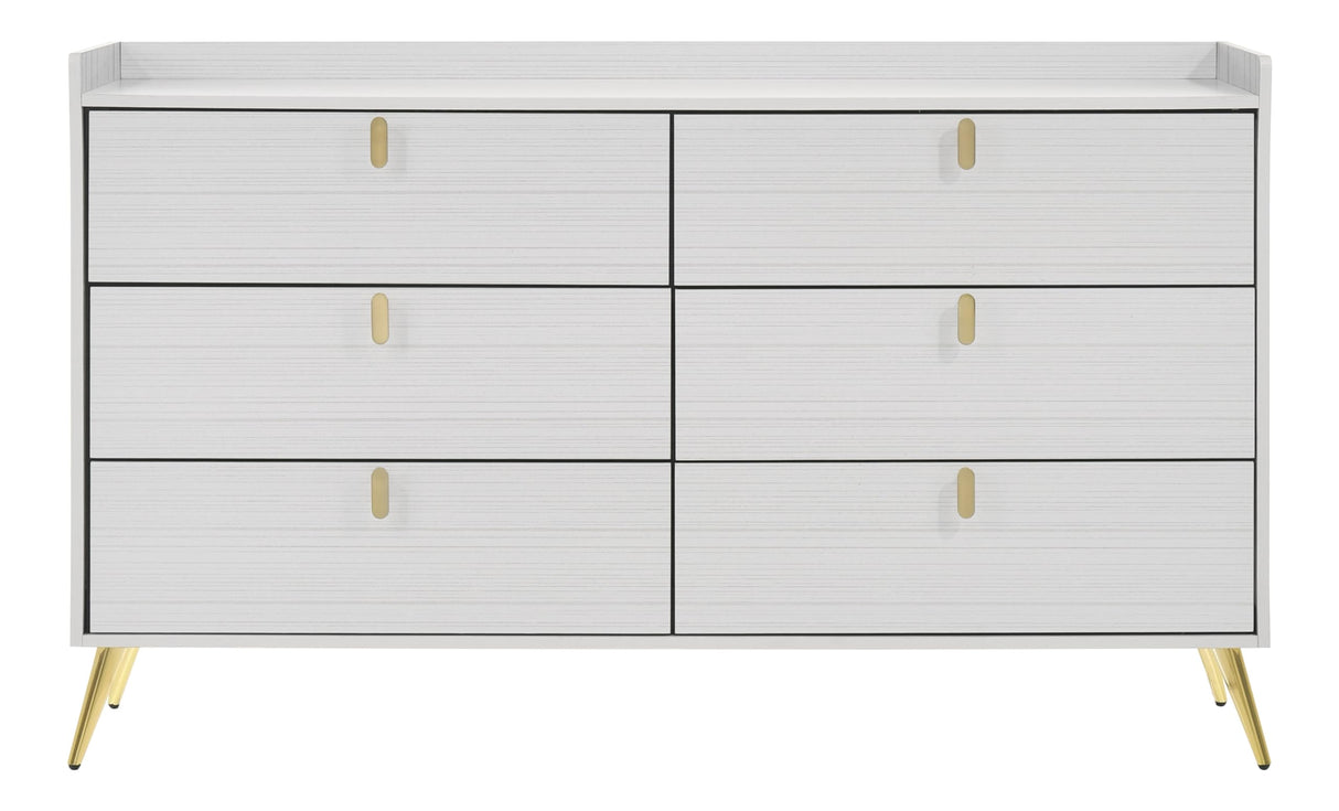 Zeena 6-Drawer Wooden Dresser in White
