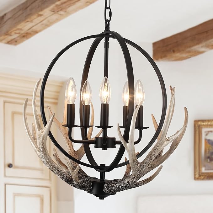Gold Chandelier 5-Light Farmhouse Chandeliers for Dining Room Rustic Ceiling Light Fixture