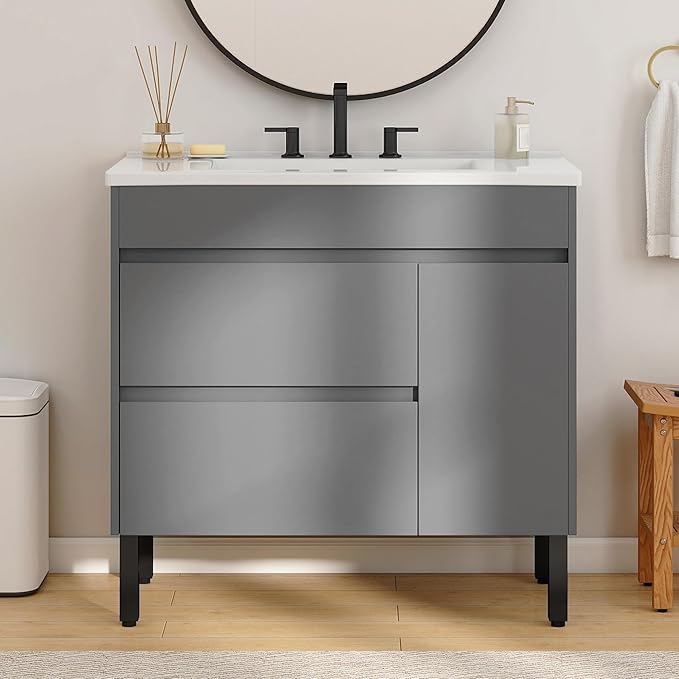 16 Inch Bathroom Vanity with Sink, Bathroom Cabinet Vanity for Small Space