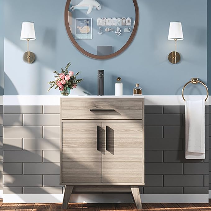 24.5" Bathroom Vanity with Sink Combo, Mid-Century Modern Small Single Bathroom
