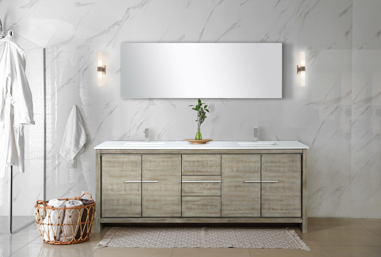 Bell+Modern Sandpoint 80 in W x 20 in D Rustic Acacia Double Bath Vanity and White Quartz Top