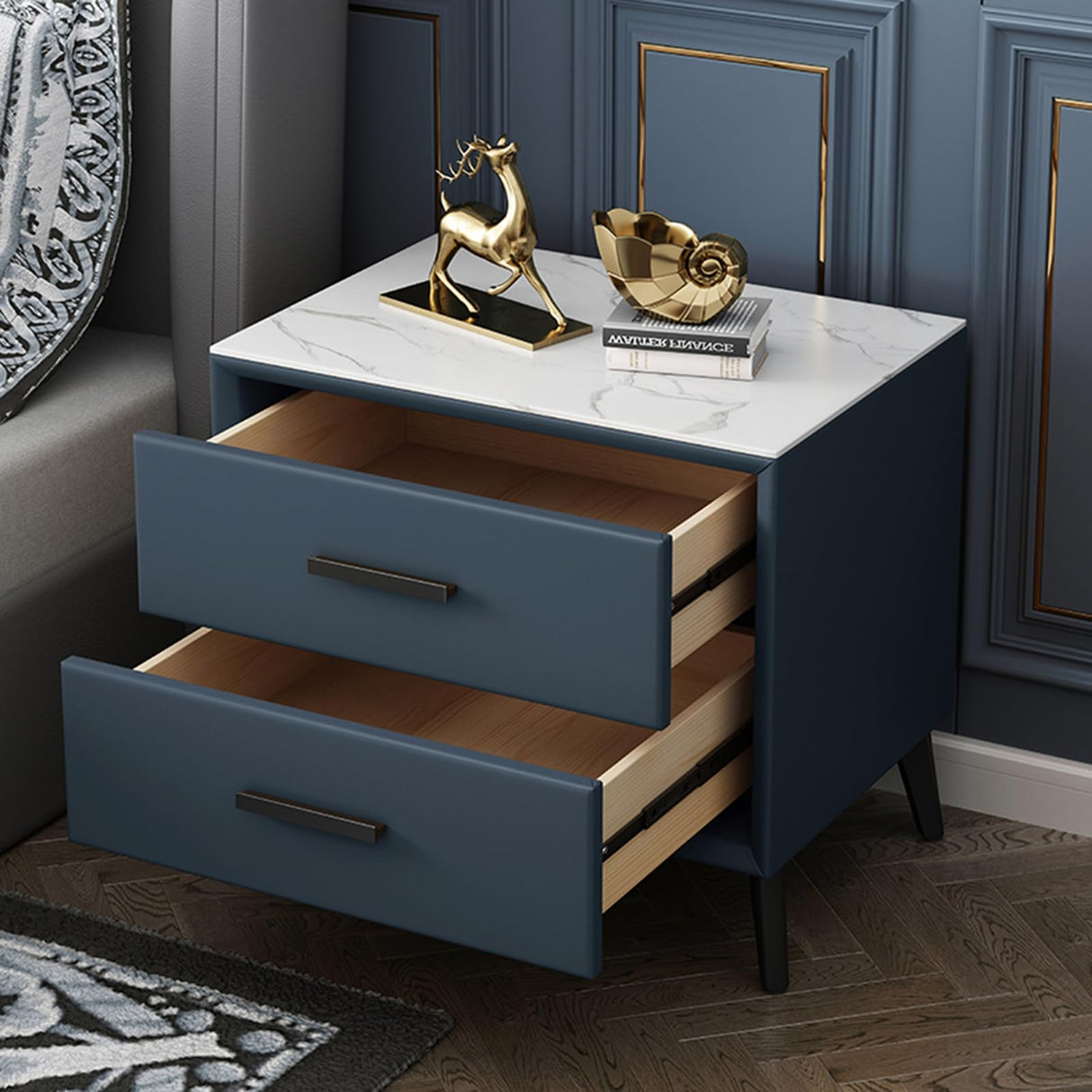 Leather Bedroom Bedside Cabinet, Rock Board Storage Cabinet