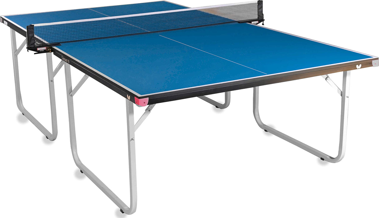 Compact 19 Ping Pong Table - Foldable Table Tennis Table with Wheels - Regulation Size Ping Pong Table with Detachable Net Included - Ships Assembled