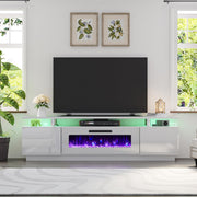 Fireplace TV Stand with 40" Fireplace, 80" Modern High Gloss Fireplace Entertainment
