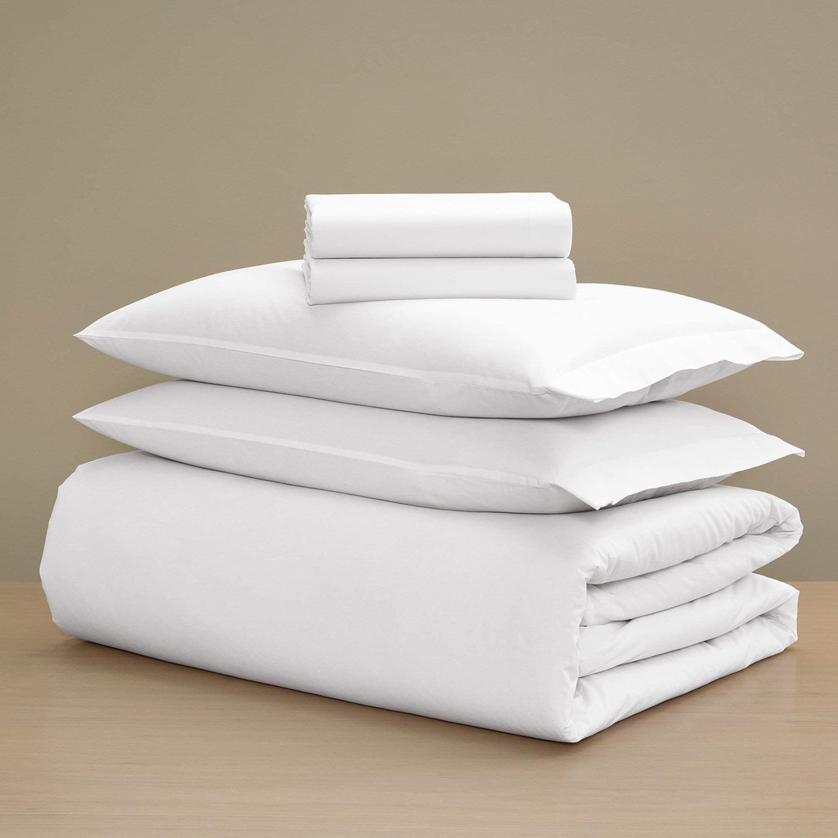 Percale Junior Suite Bed Bundle (Queen) - Luxury All-White Bedding Bundle/Includes