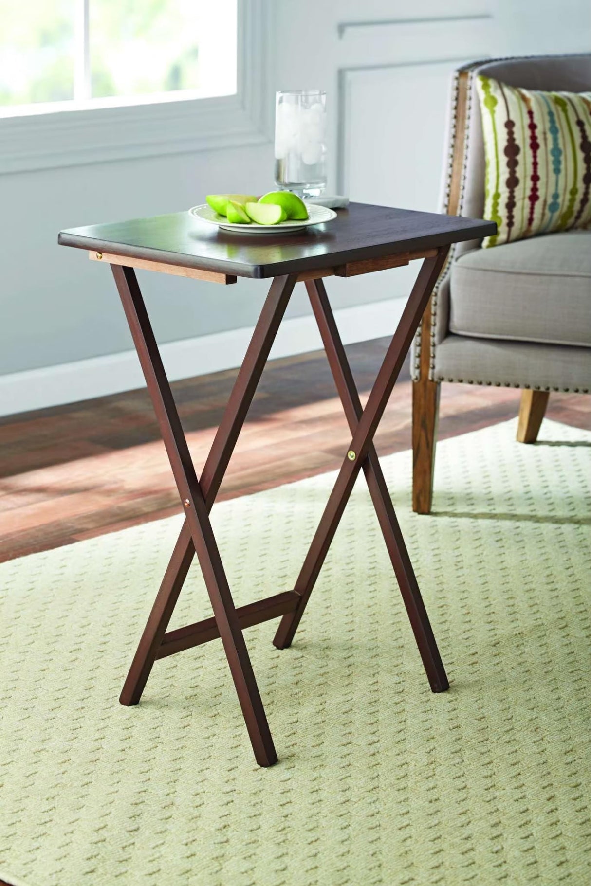 Indoor Single Folding TV Tray Table,Wooden TV Tray, Portable Sofa Side Table