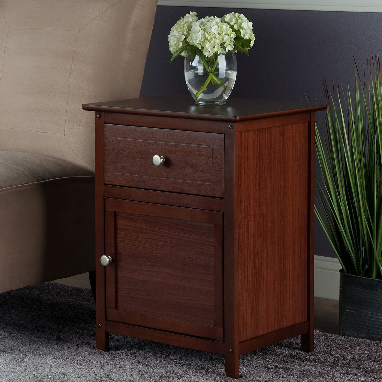25 x 18.9 x 14.96-Inch Wood Night Stand/Accent Table, Brown (94215)