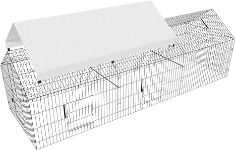 Metal Chicken Coop 86"×40"×40" Chicken Run with Waterproof Cover Portable Poultry Cage Walk in Hen House