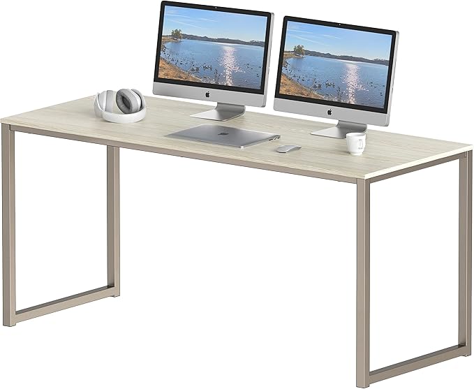 Home Office 55-Inch Large L Shaped Corner Desk, 24" Deep, White