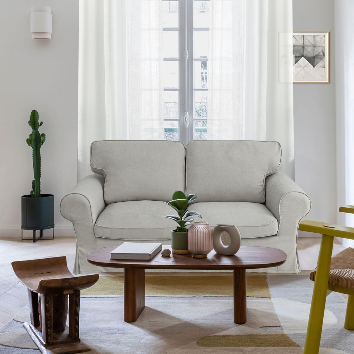 Light Grey EKTORP Loveseat Cover Custom Made Compatible for IKEA EKTORP 2 Seat Loveseat,