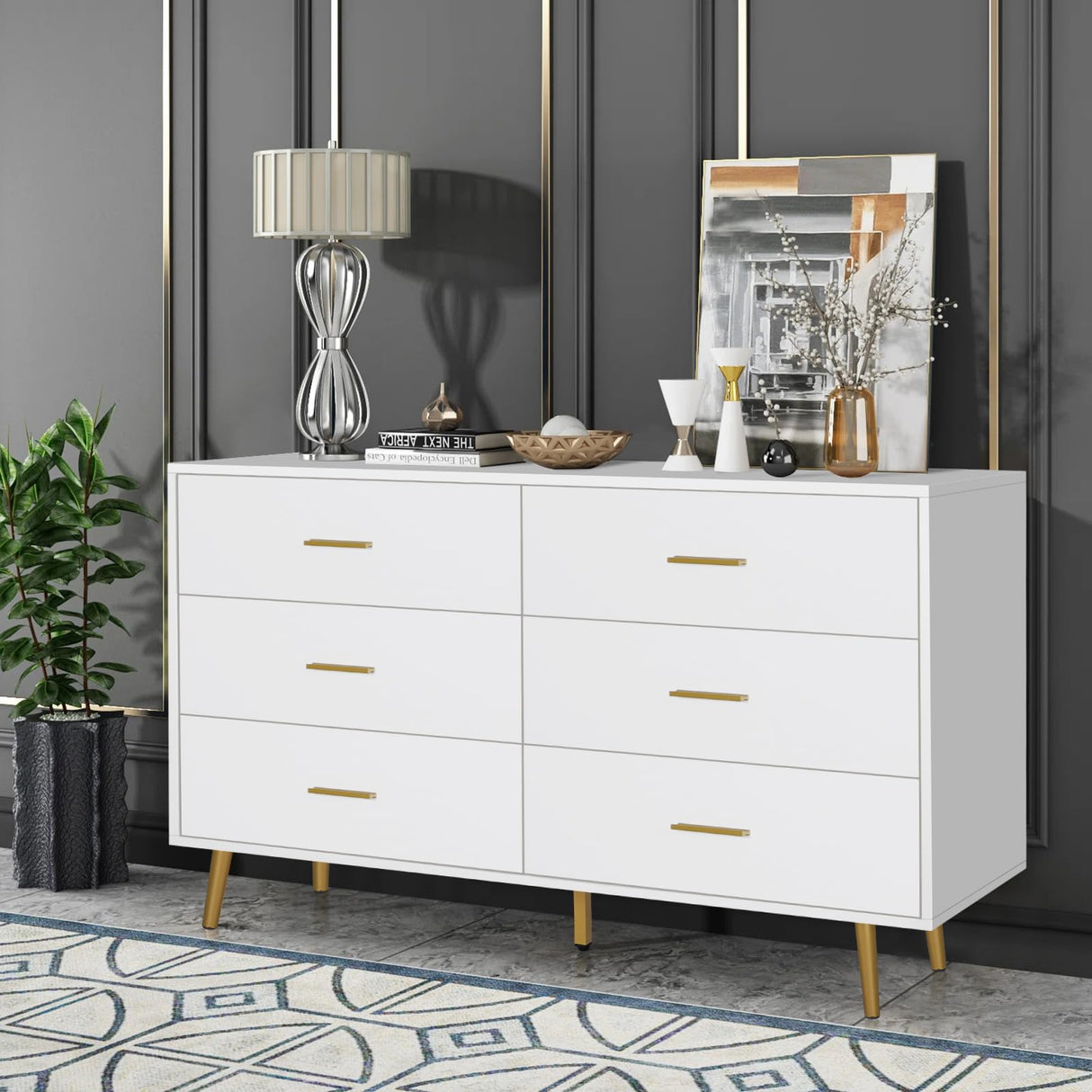 Wood Dresser for Bedroom,Wood Mid Century Modern Chests