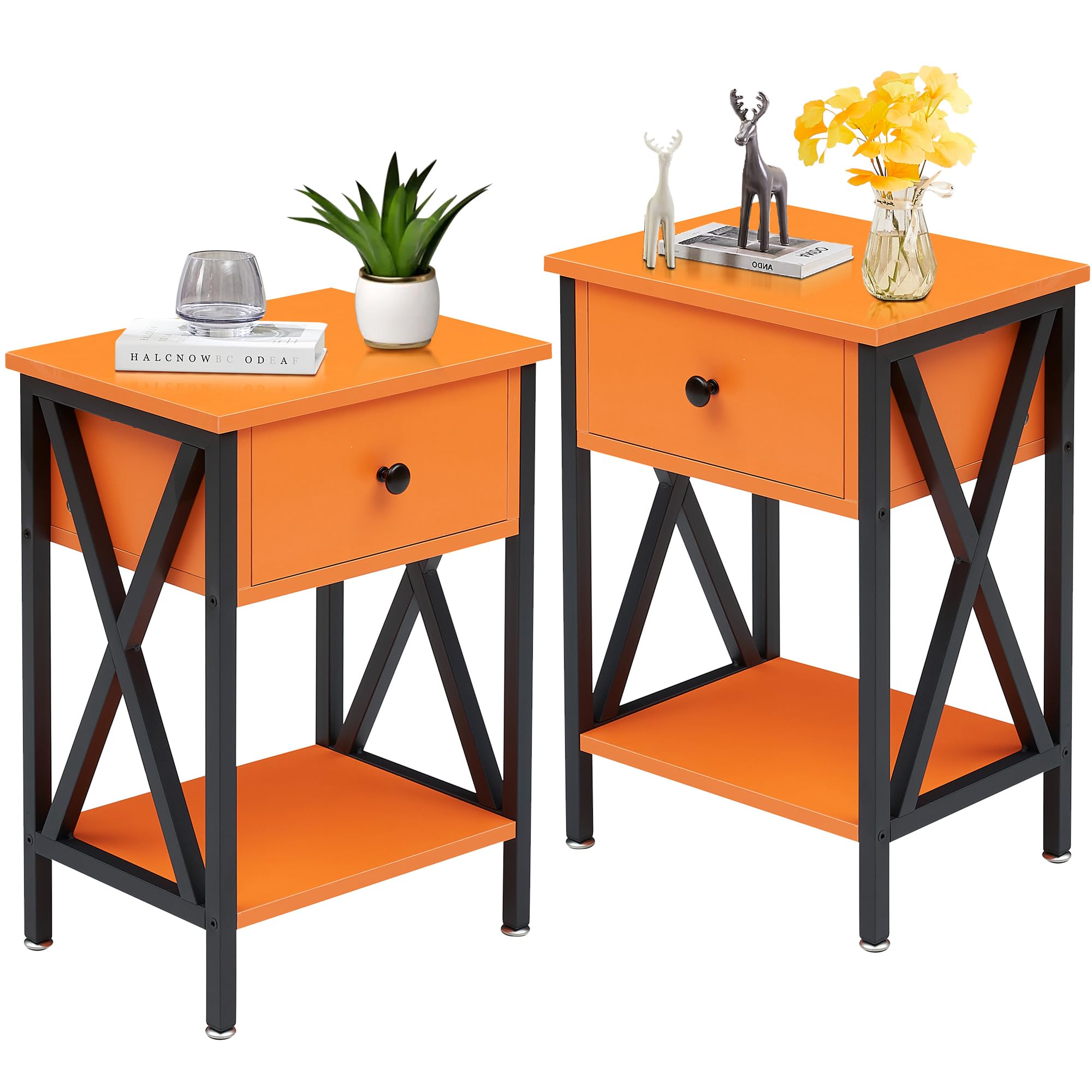 Nightstands Set of 2, Modern Bedside End Tables