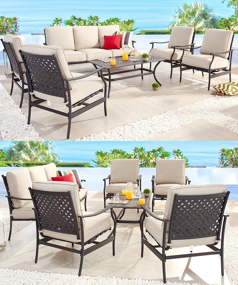 Patio Conversation Set Cushioned Outdoor Furniture Sets with All Weather Galvanized